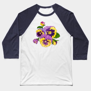 purple pansy flowers Baseball T-Shirt